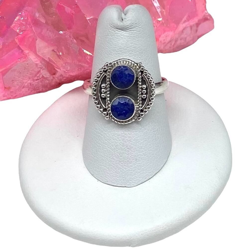 Sapphire Ring Size 7.5 Solid 925 Sterling Silver